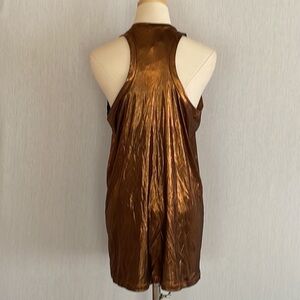 NWT racerback metallic bronze slinky mini dress top